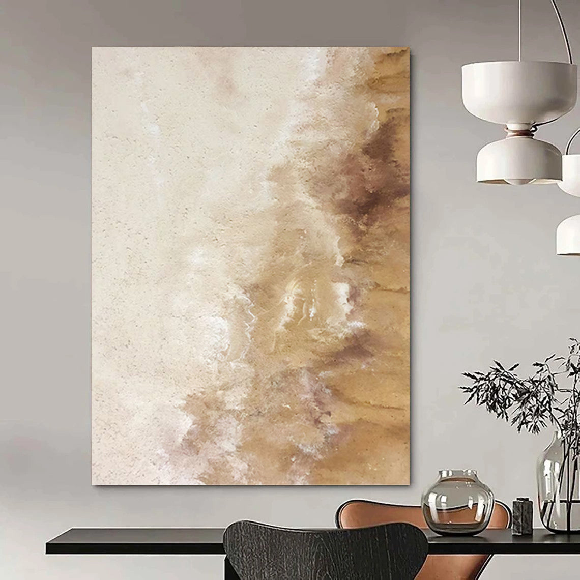 “Beige - Brown Textured Blend” - Textured Abstract Painting On Canvas PT1230