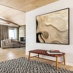 “Golden Wavy Textures on Black” - 3D - Like Abstract Painting On Canvas PT101