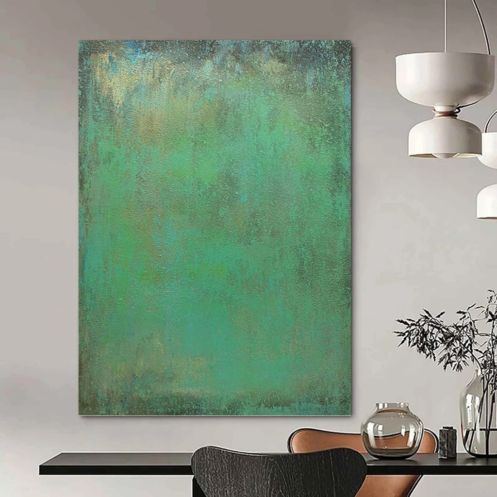 “Teal - Green Textured Abstract” - Textured Abstract Painting On Canvas PT1213
