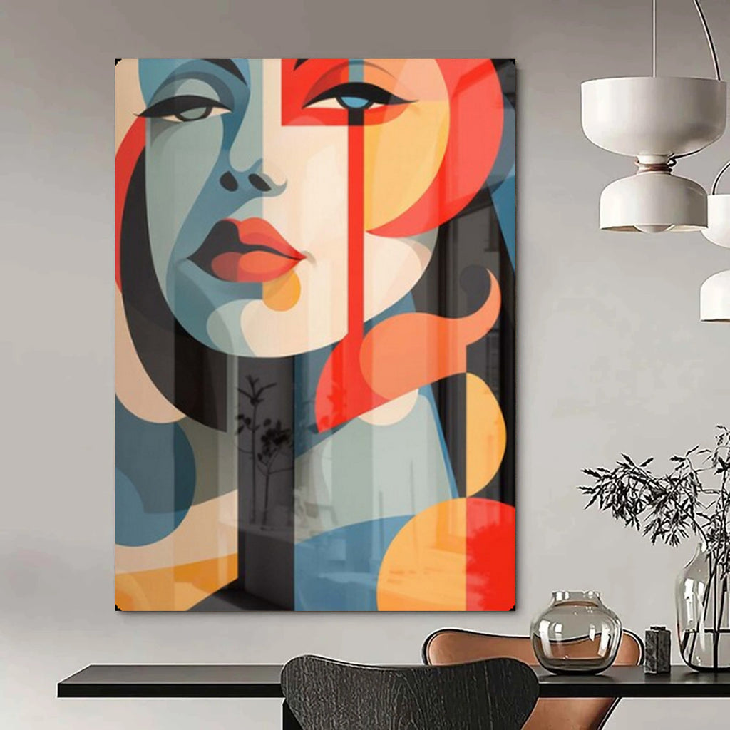“Color - Blocked Abstract Face” - Modern Pop - Art Painting On Canvas PT2172