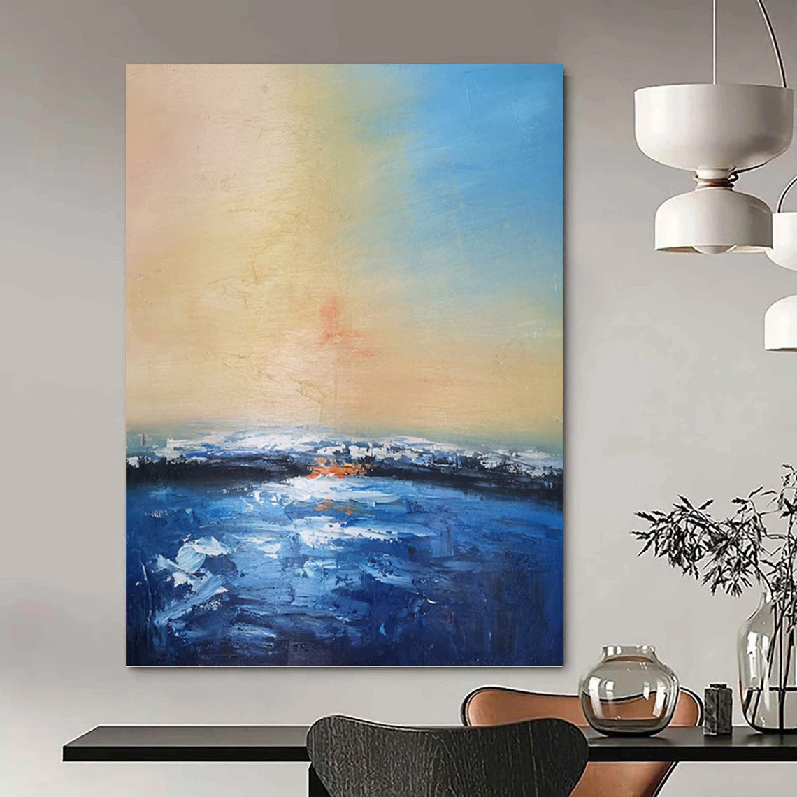 “Sunset - Sea Abstract” - Impressionist Seascape Painting On Canvas PT1324