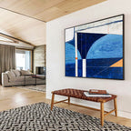 “Geometric Blue Abstract” - Abstract Painting On Canvas DKS540