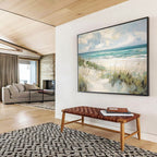 Coastal Serenity in Blue - Green Landscape Painting On Canvas DKS171