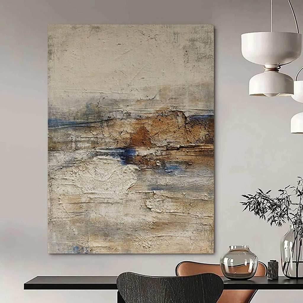 Gray, Brown, and Blue Textured, "Mixed Terrain" – Textured Abstract Painting On Canvas PS0969