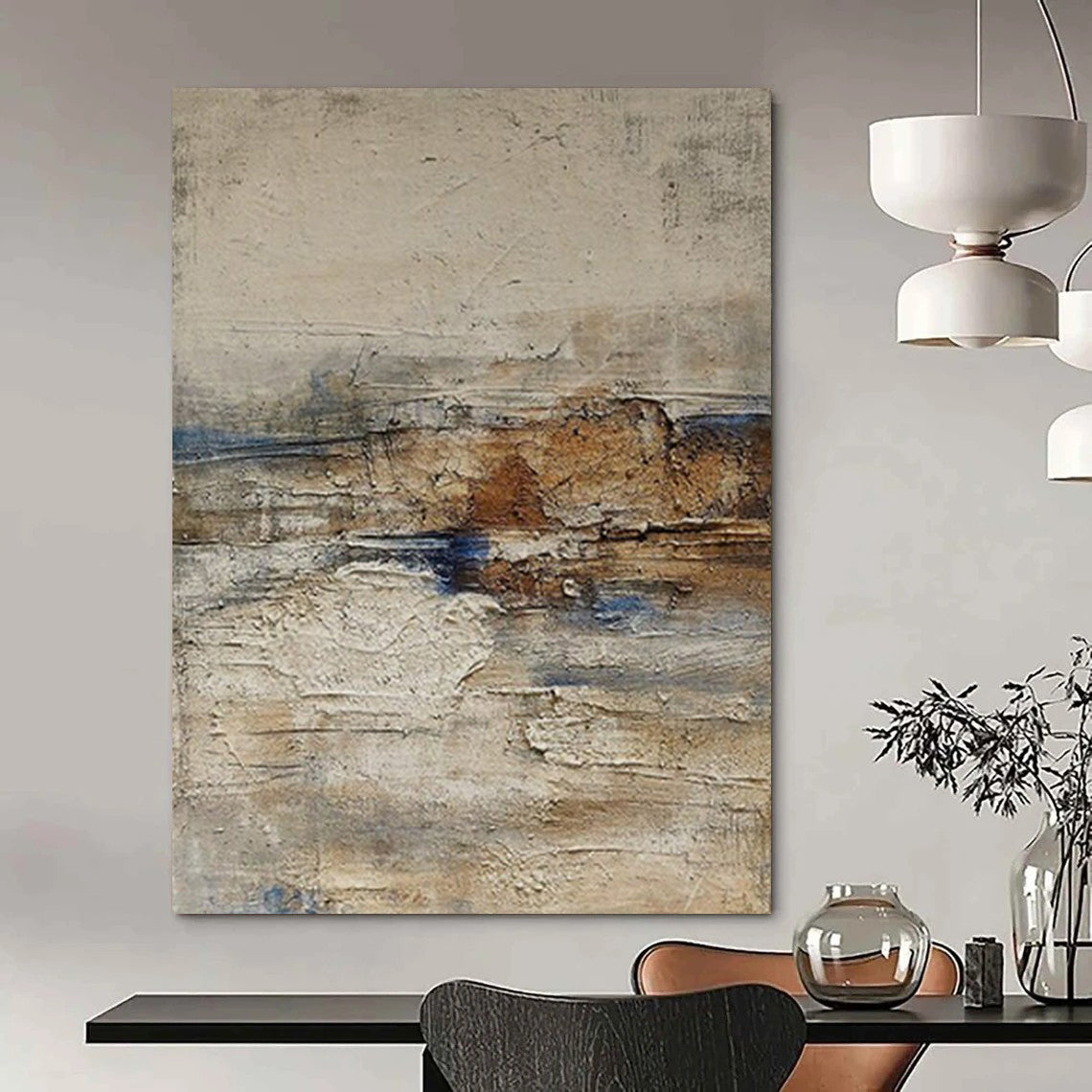 Gray, Brown, and Blue Textured, "Mixed Terrain" – Textured Abstract Painting On Canvas PS0969