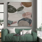 “Colorful Oval Abstract on Light Background” - Whimsical Abstract Painting On Canvas PS0268