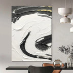 “Black, White, and Gold Swirl” - Luxurious Abstract Painting On Canvas DS378
