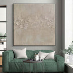 “Beige Textured Minimalism” - Beige, Gray Abstract Textured Minimalist Painting On Canvas PS0579