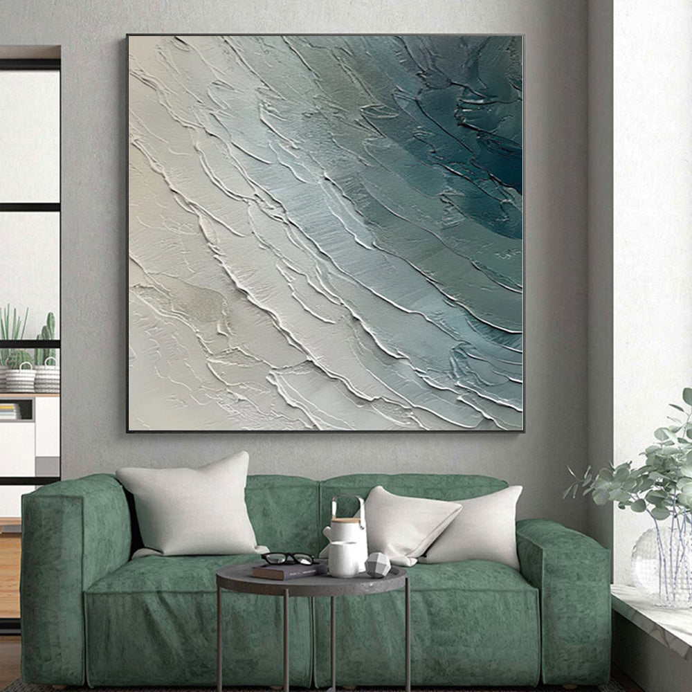 “Blue - Gray Textured Abstract” - Layered Abstract Painting On Canvas PS0084