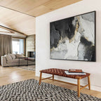“Black - Gray - Gold Textured Abstract” - Luxe Abstract Painting On Canvas PT1580