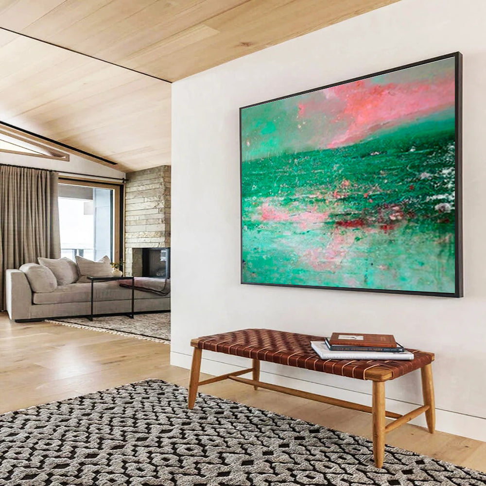 “Turquoise Seascape Abstract” - Dreamy Impressionistic Painting On Canvas DKS398