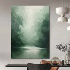“Misty Green Forest River” - Impressionistic Landscape Painting On Canvas DS024