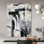“Monochrome Abstract Layers” - Abstract, Layered - Styled Painting On Canvas PT1680