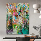 Repeated Colorful Chaos - Vibrant Duplicate Abstract Splatter Painting On Canvas PS1227