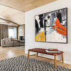 “Bold Black, Yellow, and Orange” Abstract Painting On Canvas DKS187