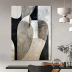 “Monochrome Geometric Abstract” - Minimalist Abstract Painting On Canvas PT1312