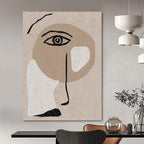 Beige, Brown, White and Black with Abstract Facial Features "Subtle Visage" Abstract Painting On Canvas PS1144