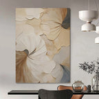 “Beige - Gray Floral Relief” - 3D - Inspired Floral Painting On Canvas PT1383