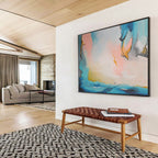 Blue, Pink & Yellow Fluid Abstract Painting On Canvas DKS021