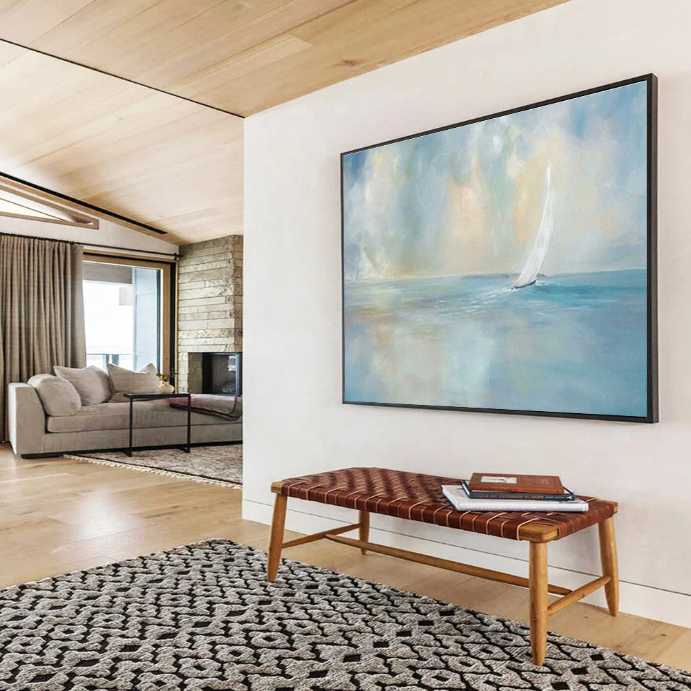 “Sailboat Serenity” - Impressionistic Seascape Painting On Canvas DKS436