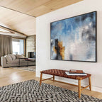 Blue - Gray Abstract: Minimalist & Textured Painting for Calming Bedroom & Contemporary Office DKS653