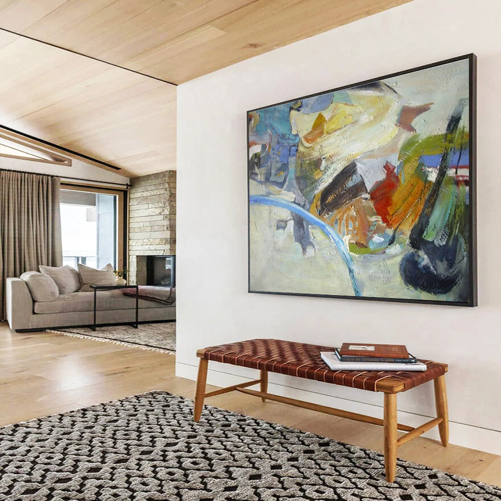 “Colorful Abstract Forms” - Cubist - Inspired Painting On Canvas DKS845