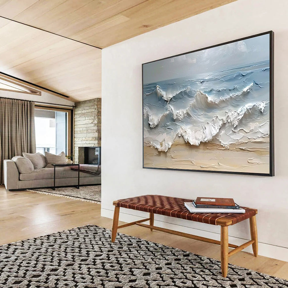 “3D - like Sea Waves” - Impasto Oil Painting On Canvas DKS796