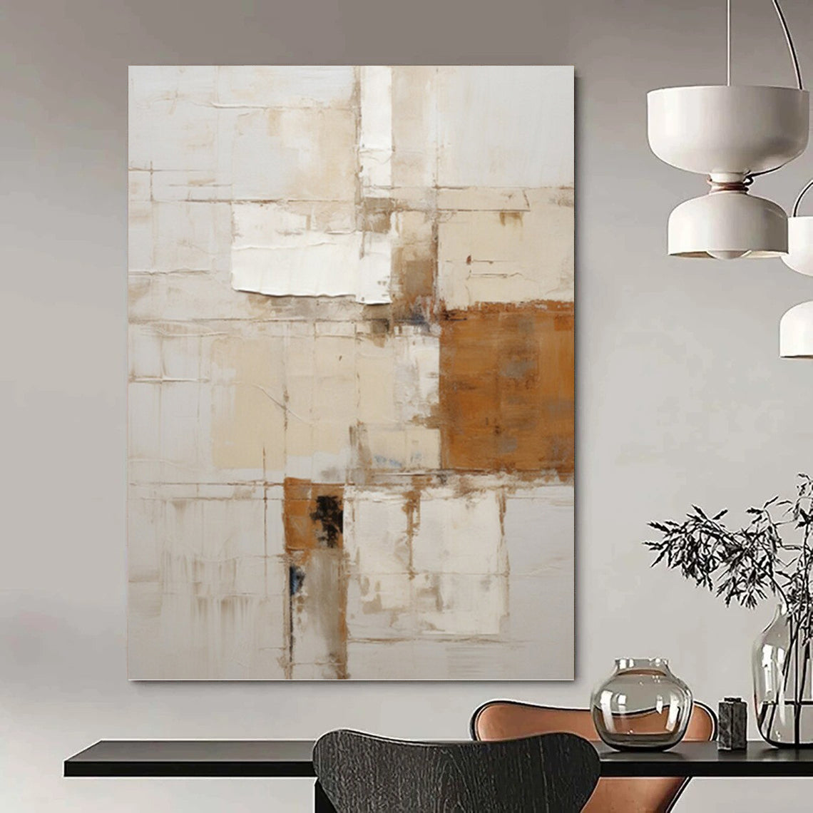 “Neutral Textured Abstract” - Minimalist Abstract Painting On Canvas PT1317