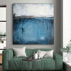 Blue Abstract, "Moody Waters" – Abstract Expressionist Painting On Canvas PS0883