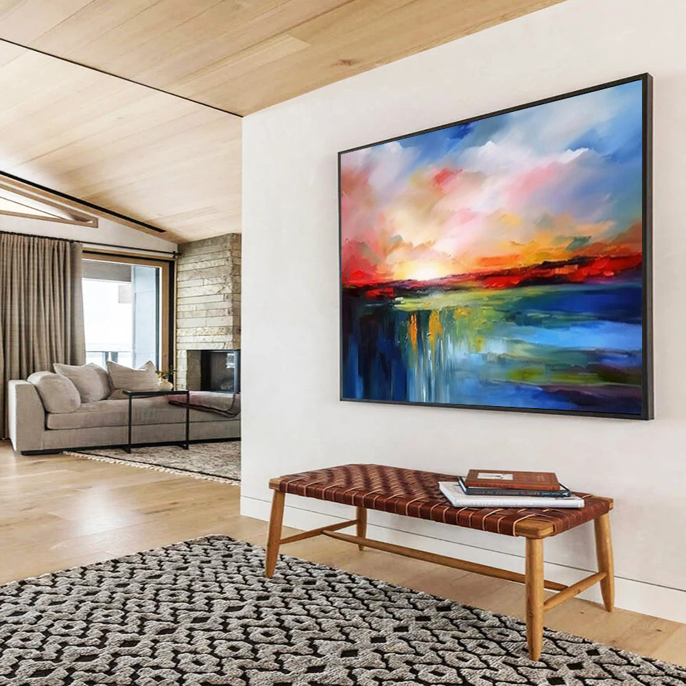 “Vibrant Waterfall Horizon” - Oil Painting, Landscape PT1596