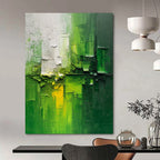 “Textured Green - Yellow Abstract” - Abstract Expressionist Painting On Canvas DS003