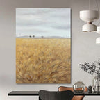 “Golden Field Minimalist” - Minimalist - Inspired Landscape Painting On Canvas PT1434
