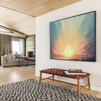 Radiant Dawn - Abstract Sunrise Oil Painting, Perfect for Studio & Lounge DKS665