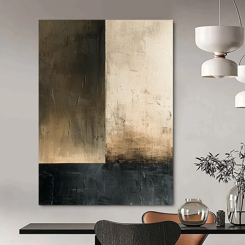 “Brown - Black Minimalist Blocks” - Minimalist Abstract Painting On Canvas DS016