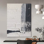 “Textured Monochrome” - Subtle White & Black Textures Painting On Canvas DS147