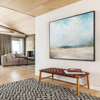 “Blue - White Abstract Beach” - Textured Skies “Cloudy Coast” Painting On Canvas PT1670