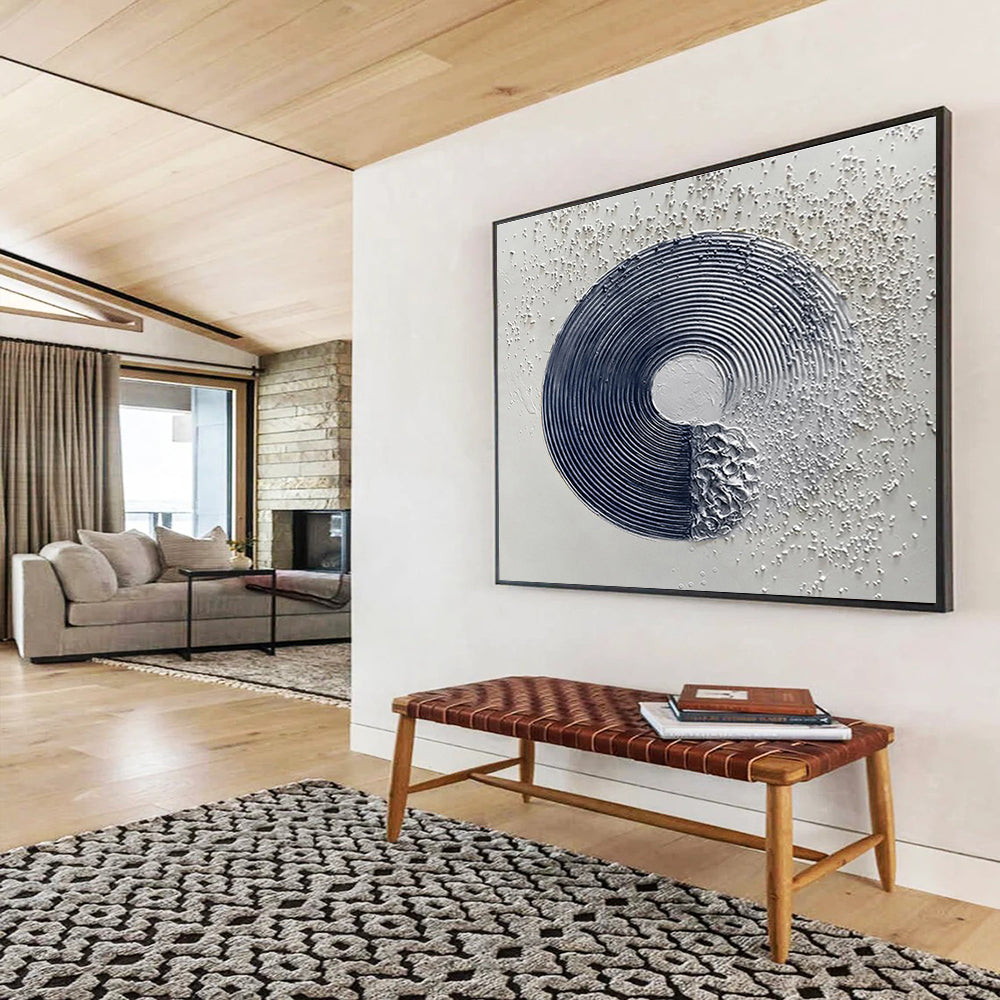 “Textured Circular Composition” Mixed - Media Abstract Artwork DKS211