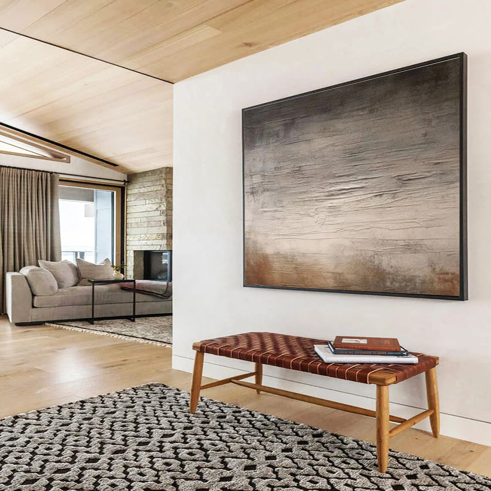 Textured Gray - Brown Abstract - Minimalist Abstract Painting On Canvas DKS327