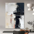 “Black, White, and Red Abstract Fusion” - Abstract Expressionist Painting On Canvas PT2366