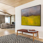 Bold Yellow - Purple Abstract - Contrasting Color Field Painting On Canvas DKS379