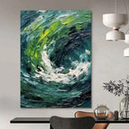 “Green - Blue Impasto Swirl” - Abstract - Inspired Nature Painting On Canvas PT1405