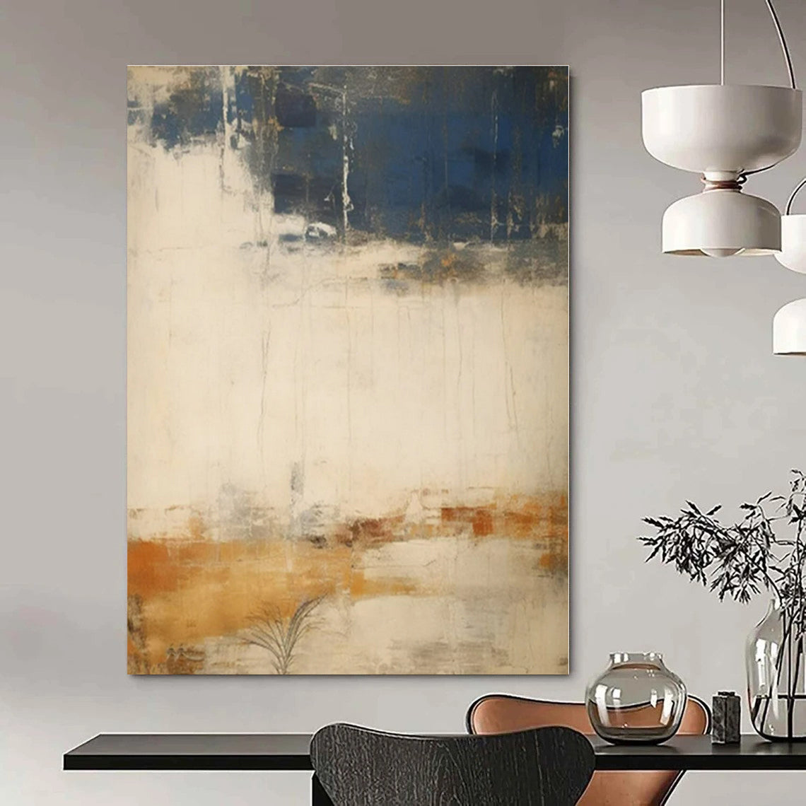 Blue, White, Brown, Orange with Abstract Textures "Textured Journey" Abstract Painting On Canvas PS1341