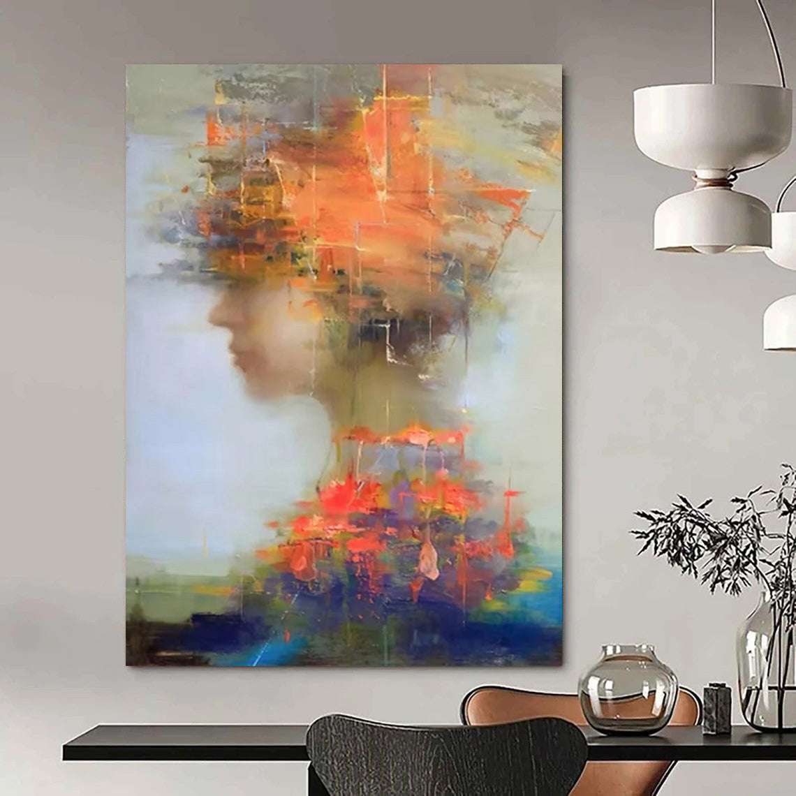“Colorful Fragmented Portrait” - Vibrant Figurative Painting On Canvas DS318