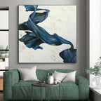 “Blue - White Abstract Flowing Ribbons” - Graceful Abstract Painting On Canvas PS0349