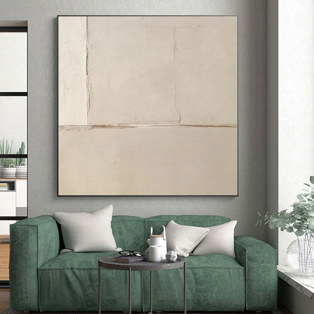 “Beige Minimalist Textured Canvas” - Beige Abstract Painting On Canvas PS0538