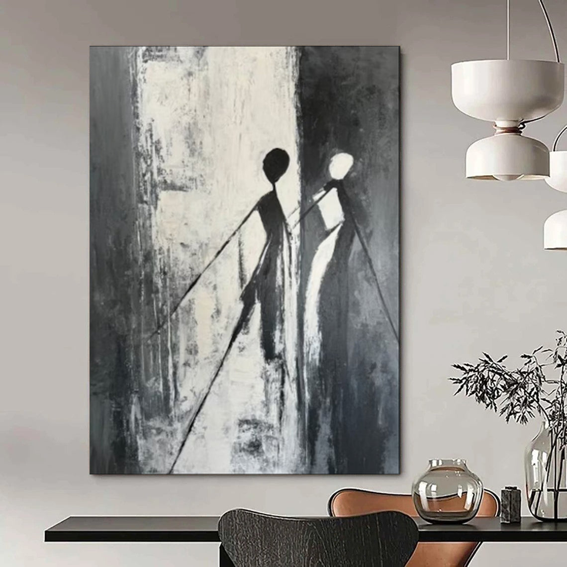 “Silhouettes in Black and White” - Minimalist Abstract Painting On Canvas PT1996