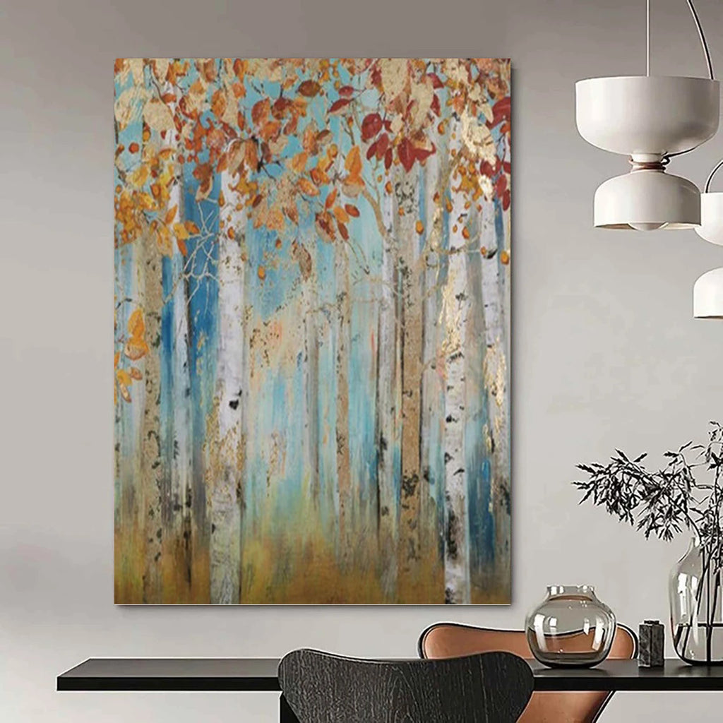 “Golden Autumn Birch Forest” - Impressionist - Inspired Landscape Painting On Canvas PT1437