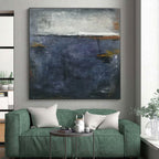 Dark Blue - Gray Layers, "Stormy Dusk" – Abstract Landscape Painting On Canvas PS0903