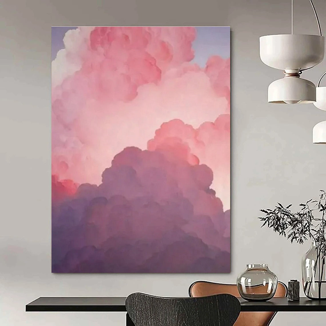 Pink, Purple, Blue with Fluffy Clouds "Dreamy Skies" Abstract Painting On Canvas PS1438