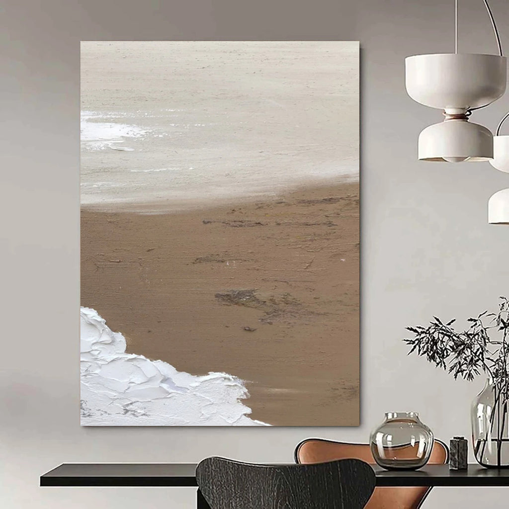 “Beige and White Textured Abstract” - Subtle Landscape - Inspired Painting On Canvas DS375